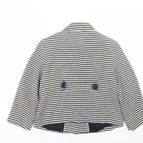 Principles Womens White Striped  Jacket Coat Size 12