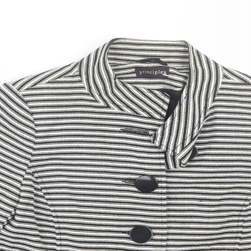 Principles Womens White Striped  Jacket Coat Size 12
