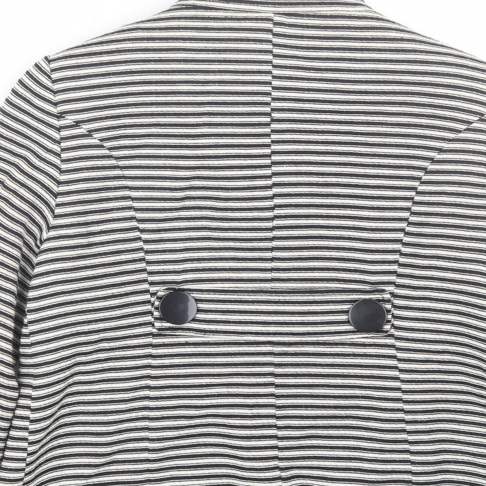 Principles Womens White Striped  Jacket Coat Size 12