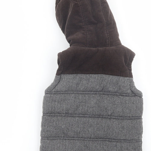 M&S Boys Grey Herringbone  Gilet Coat Size 2-3 Years