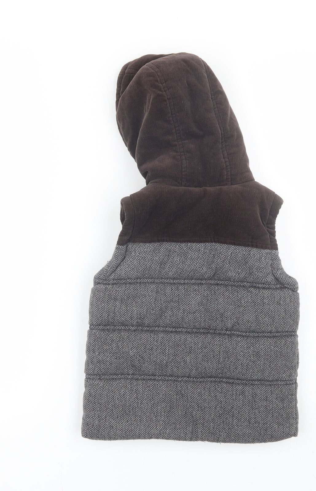 M&S Boys Grey Herringbone  Gilet Coat Size 2-3 Years