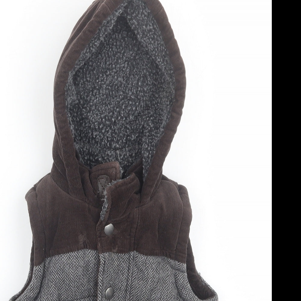 M&S Boys Grey Herringbone  Gilet Coat Size 2-3 Years