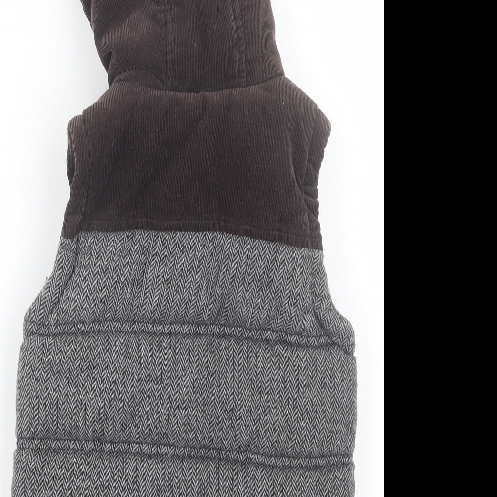 M&S Boys Grey Herringbone  Gilet Coat Size 2-3 Years