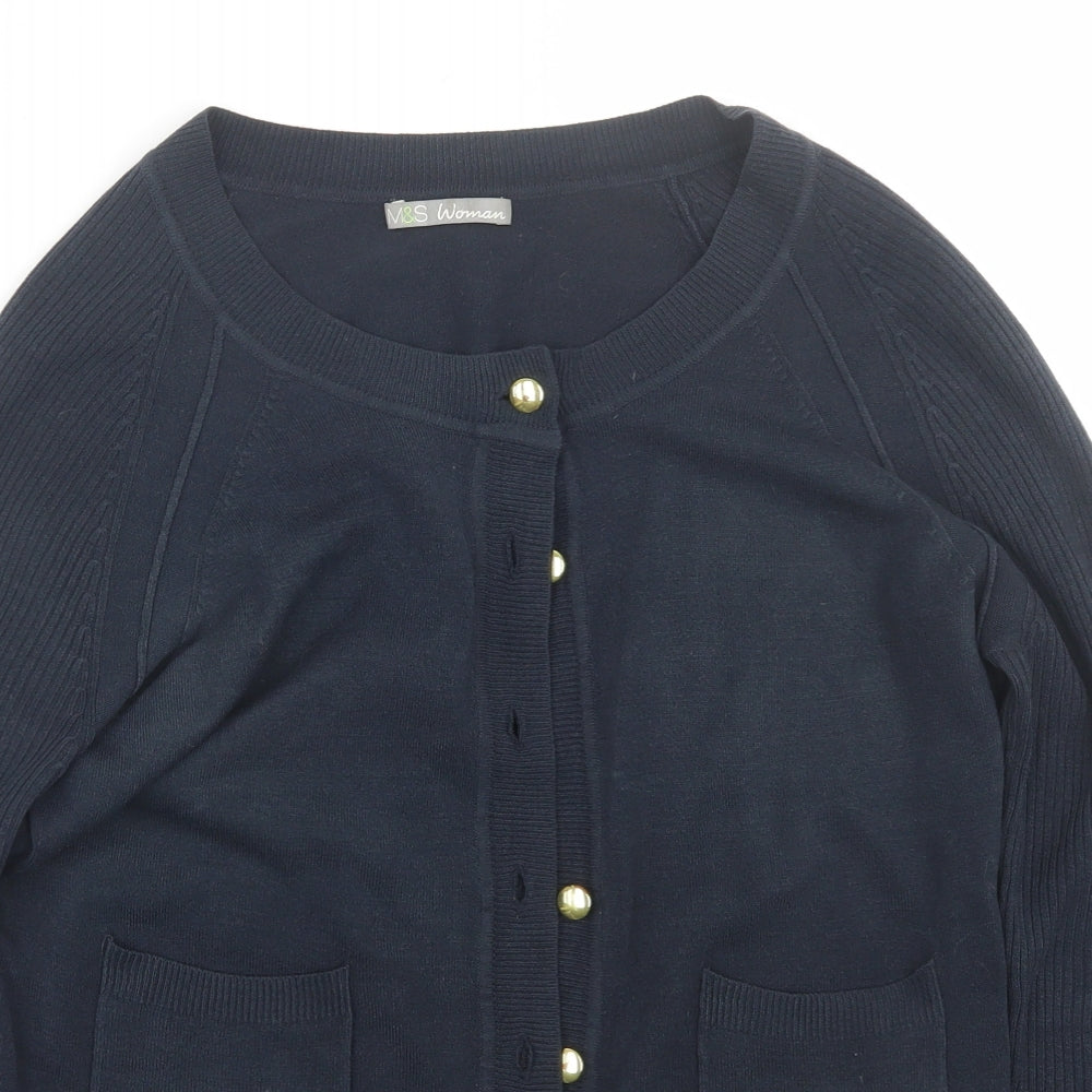 M&S Womens Blue   Cardigan Jumper Size 16