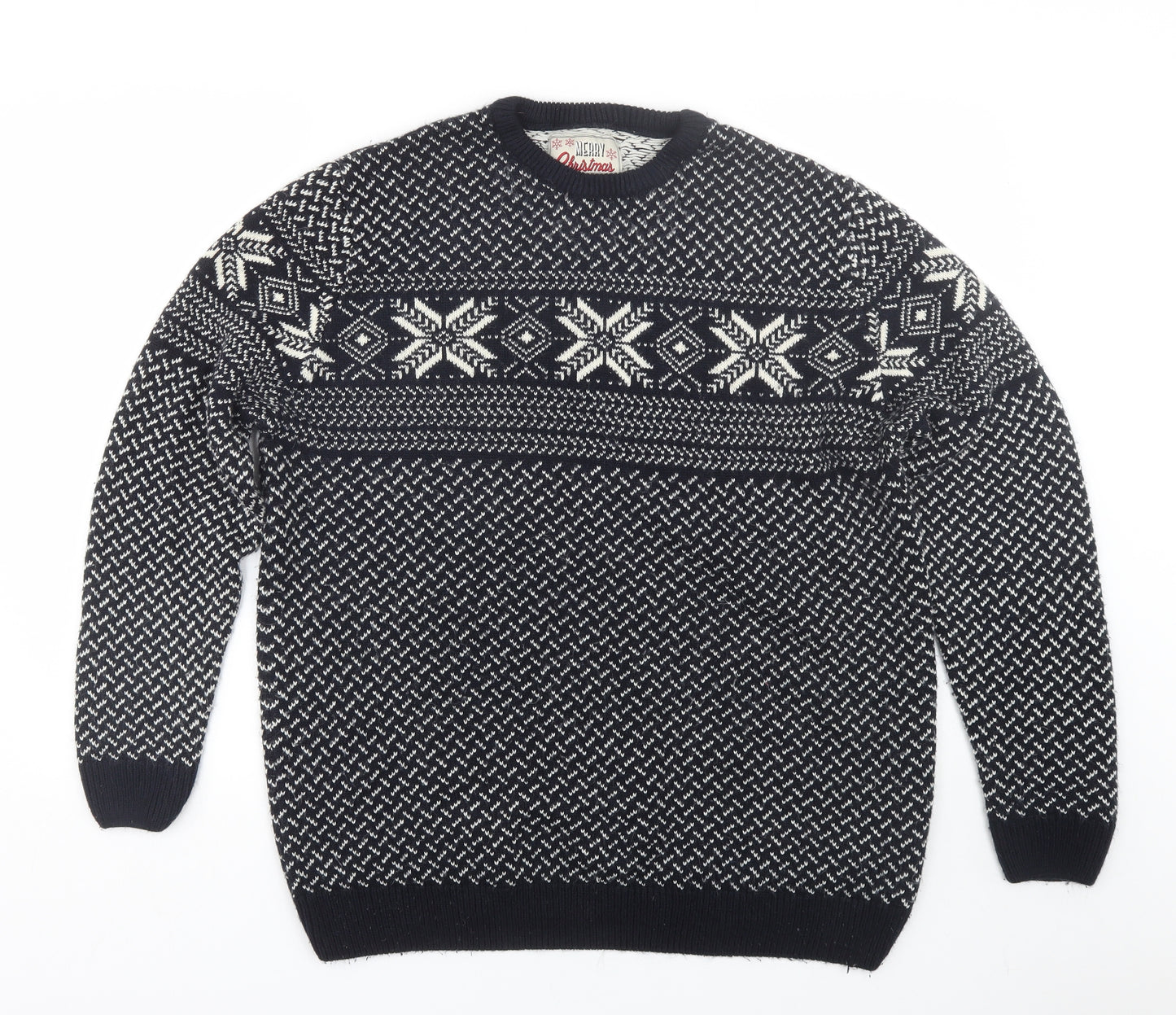 Preworn Mens Blue Fair Isle  Pullover Jumper Size XL