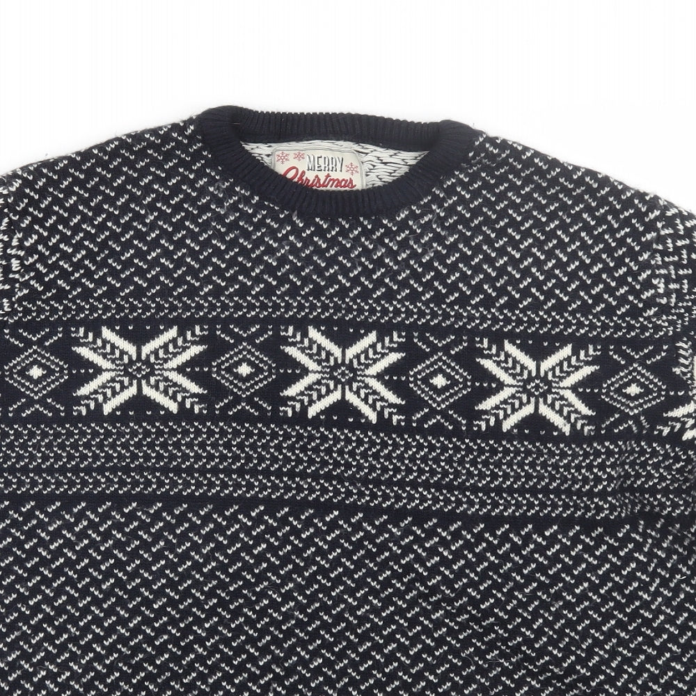 Preworn Mens Blue Fair Isle  Pullover Jumper Size XL