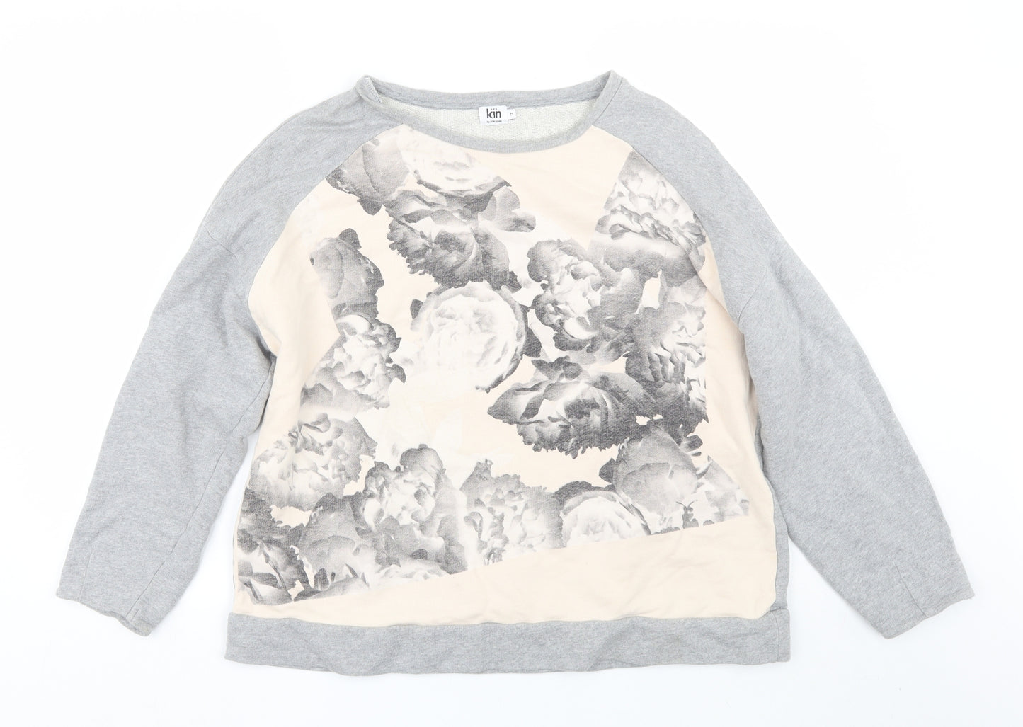 KIN Womens Grey Floral  Pullover Jumper Size M