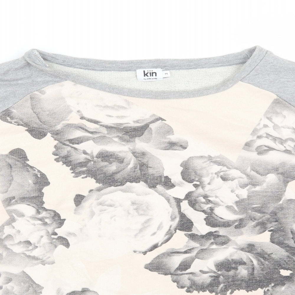 KIN Womens Grey Floral  Pullover Jumper Size M