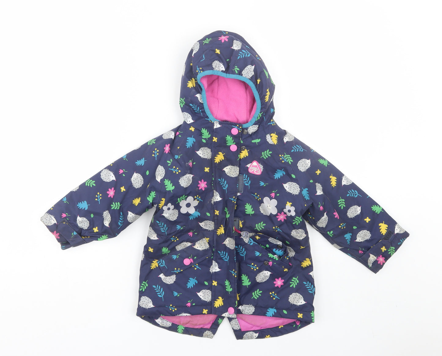 Frugi Girls Blue Animal Print  Rain Coat Coat Size 2-3 Years
