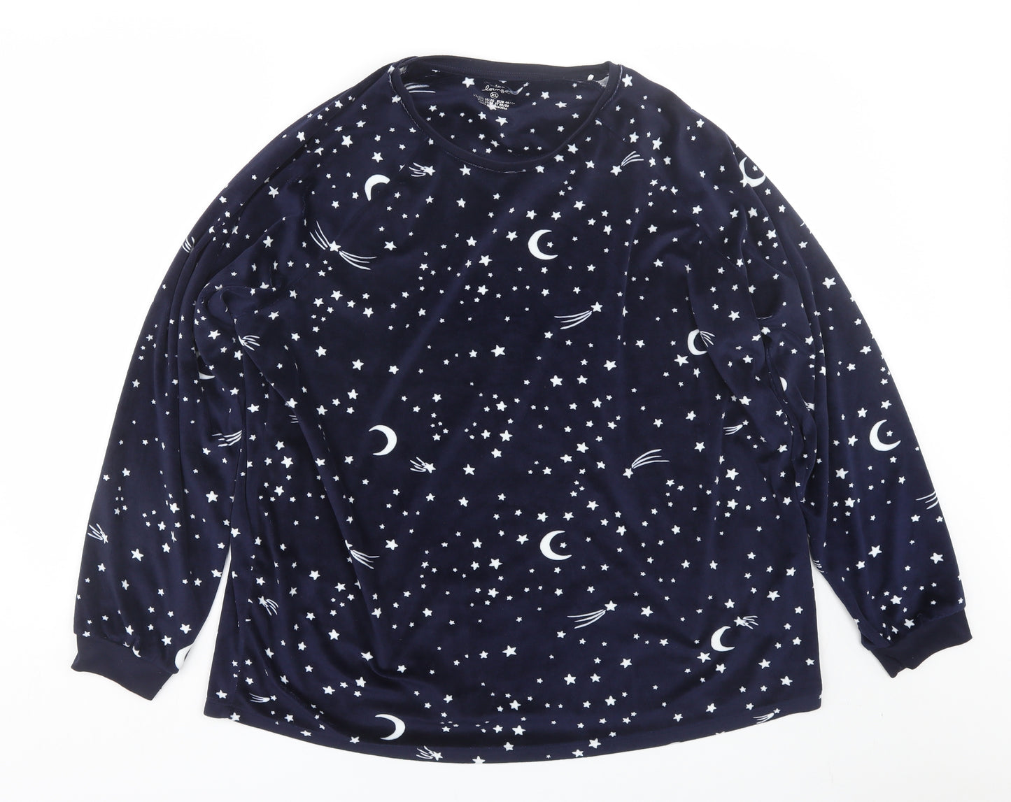 Primark Womens Blue Polka Dot  Top Pyjama Top Size XL