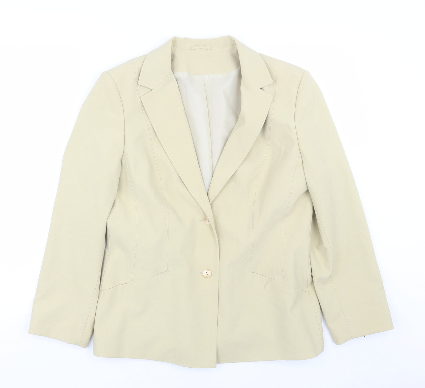 Preworn Womens Beige   Jacket Suit Size 14