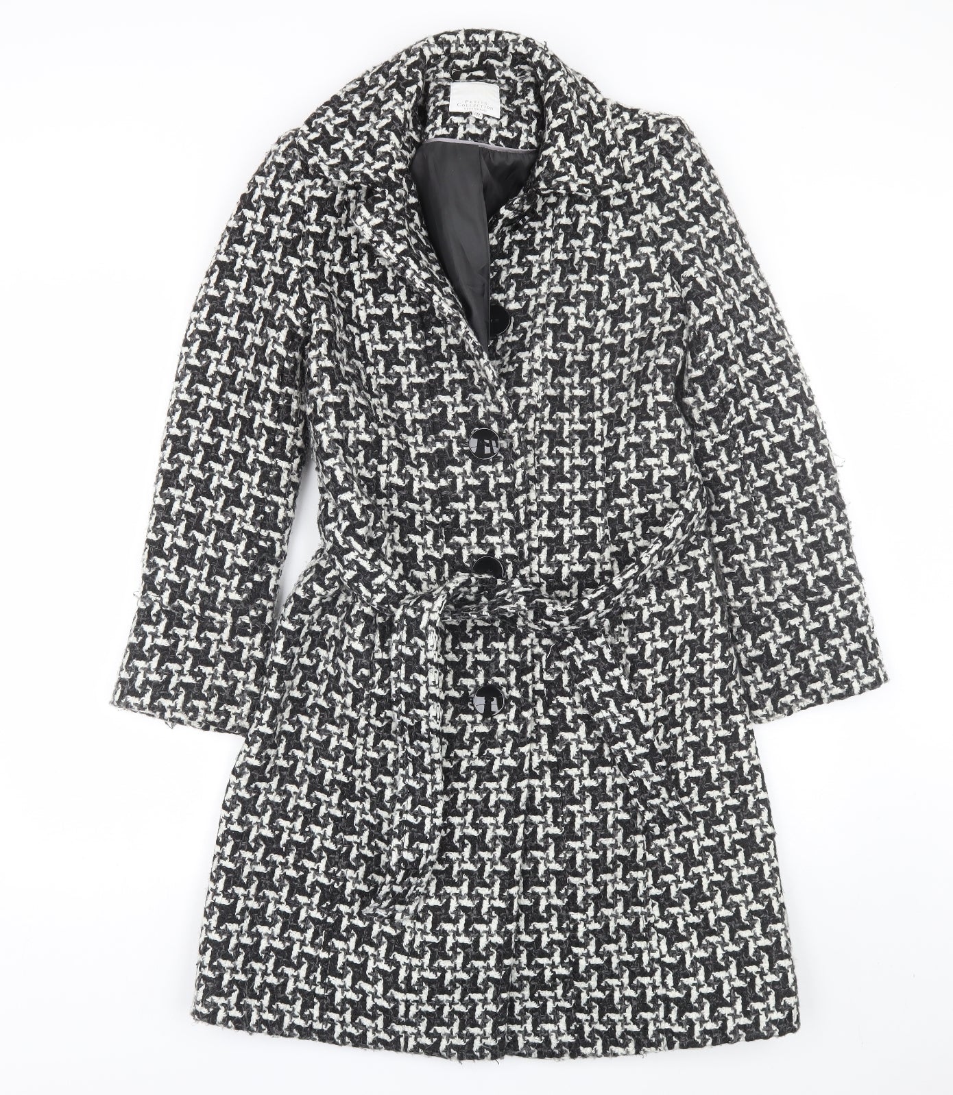 Debenhams Womens Black Geometric  Trench Coat Coat Size 10