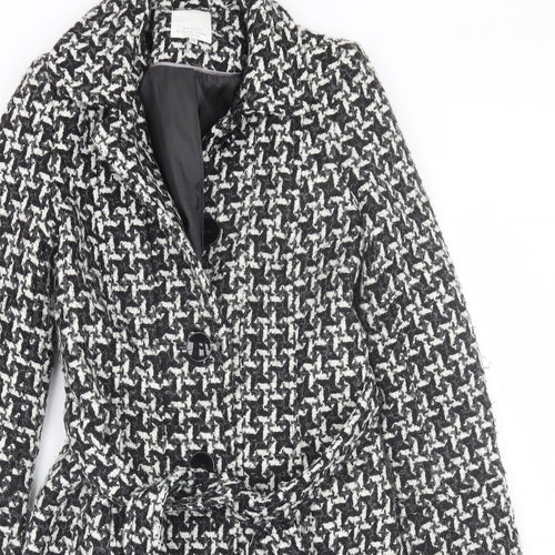 Debenhams Womens Black Geometric  Trench Coat Coat Size 10