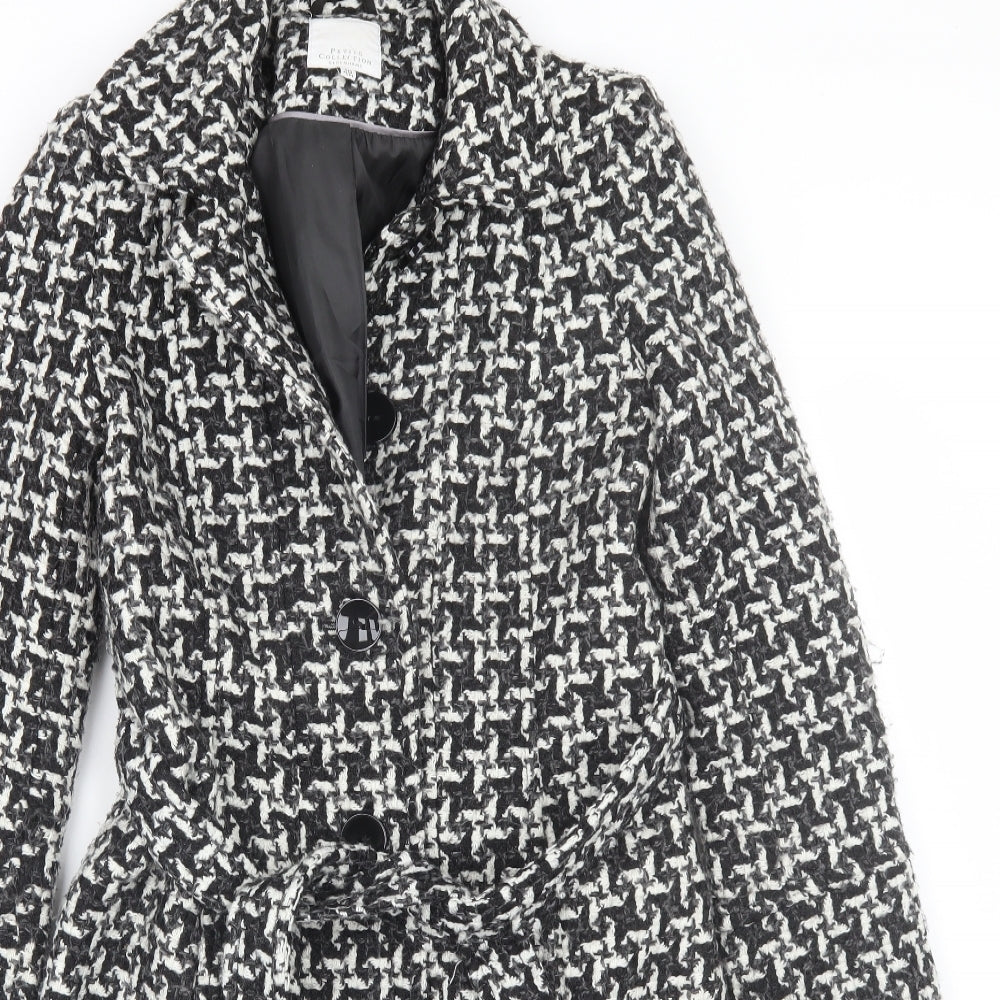 Debenhams Womens Black Geometric  Trench Coat Coat Size 10