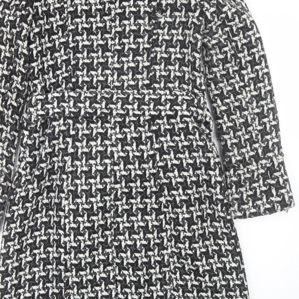 Debenhams Womens Black Geometric  Trench Coat Coat Size 10