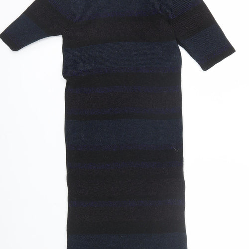 F&F Womens Black Striped  T-Shirt Dress  Size 16