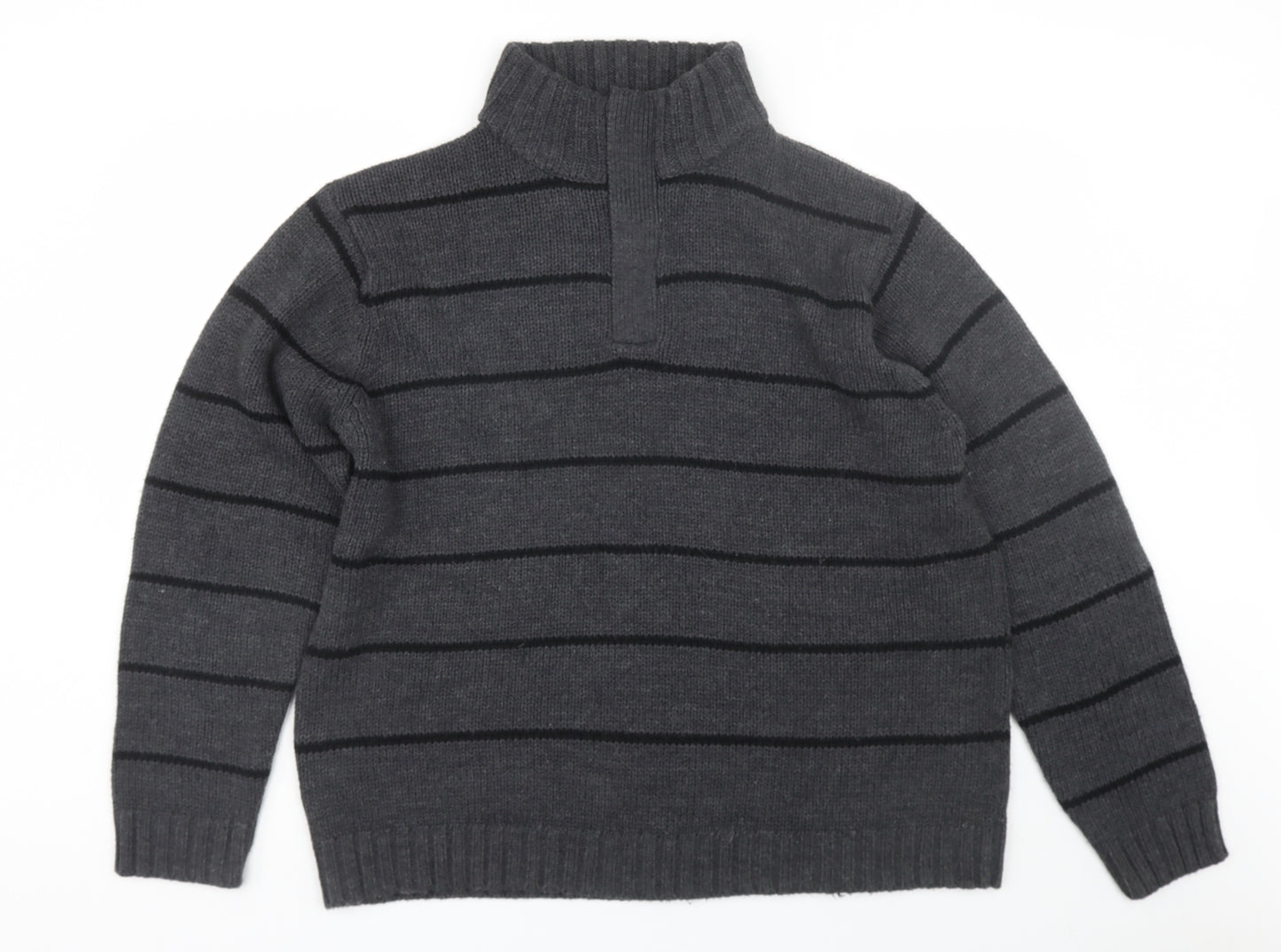 George Mens Grey Striped  Pullover Jumper Size 2XL