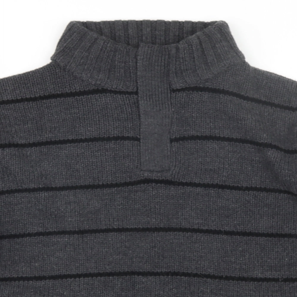 George Mens Grey Striped  Pullover Jumper Size 2XL