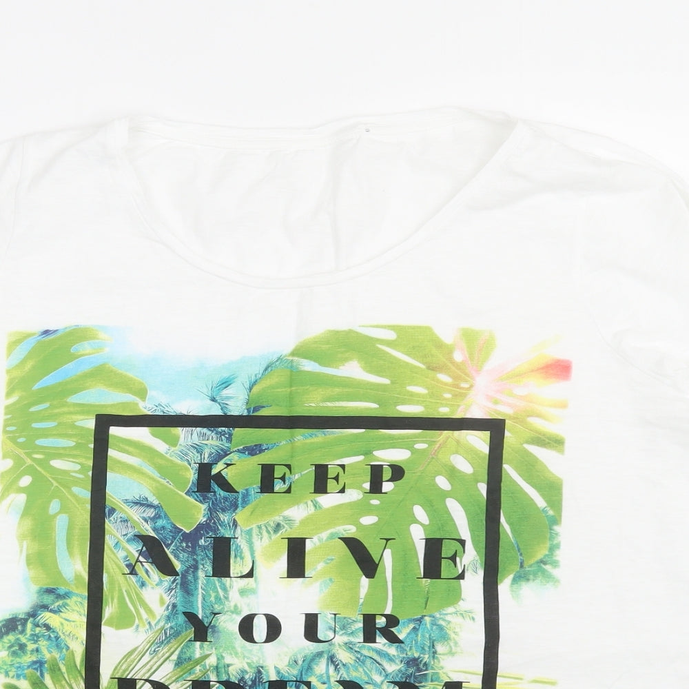 George Womens White Floral  Basic T-Shirt Size 24