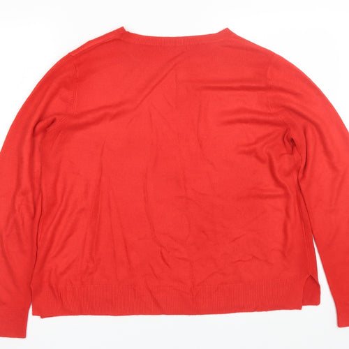 M&S Womens Red   Pullover Jumper Size 16