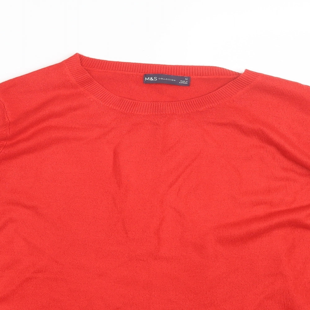 M&S Womens Red   Pullover Jumper Size 16