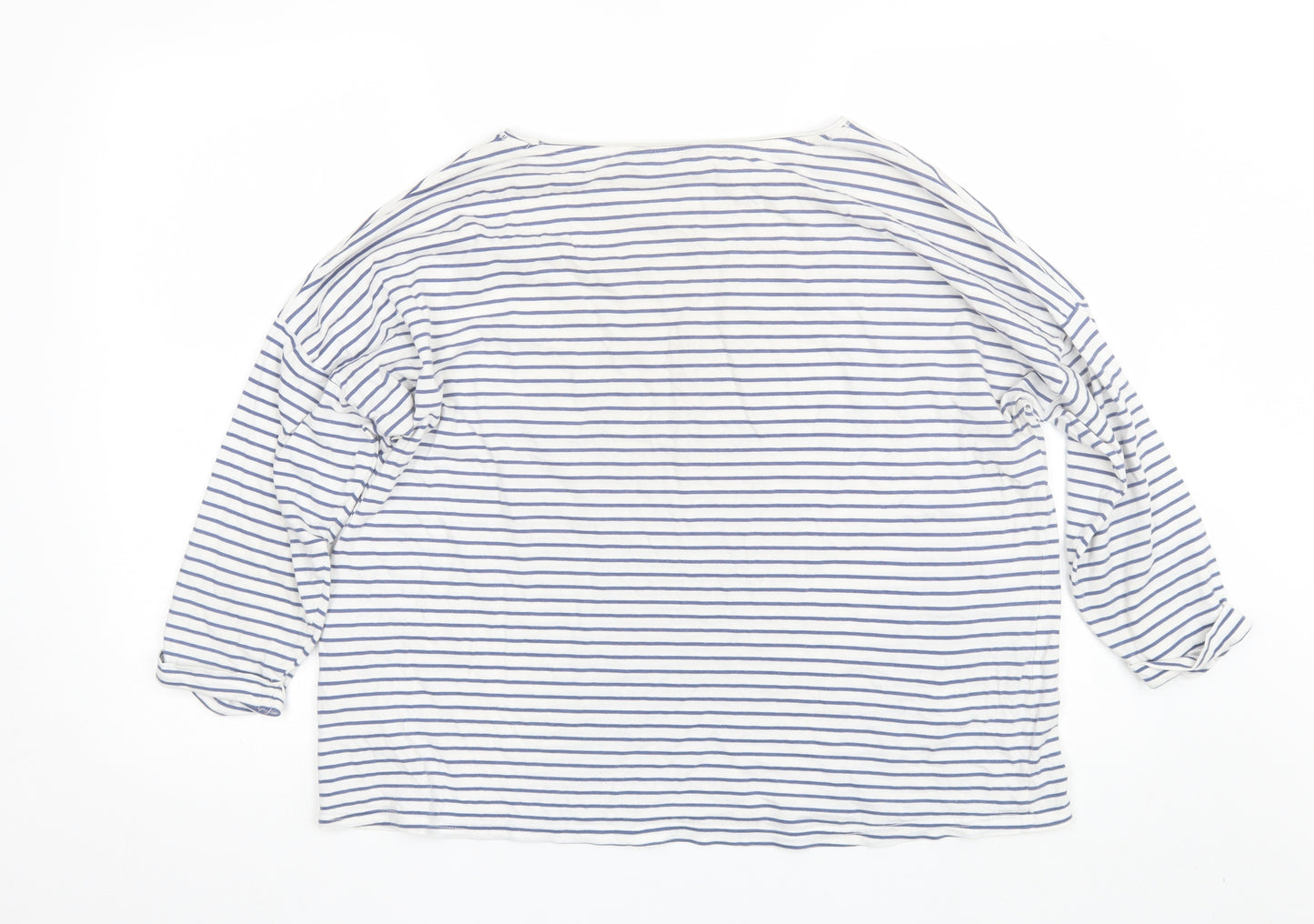 New Look Womens White Striped  Basic T-Shirt Size 14