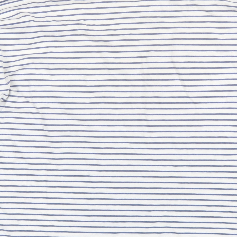 New Look Womens White Striped  Basic T-Shirt Size 14