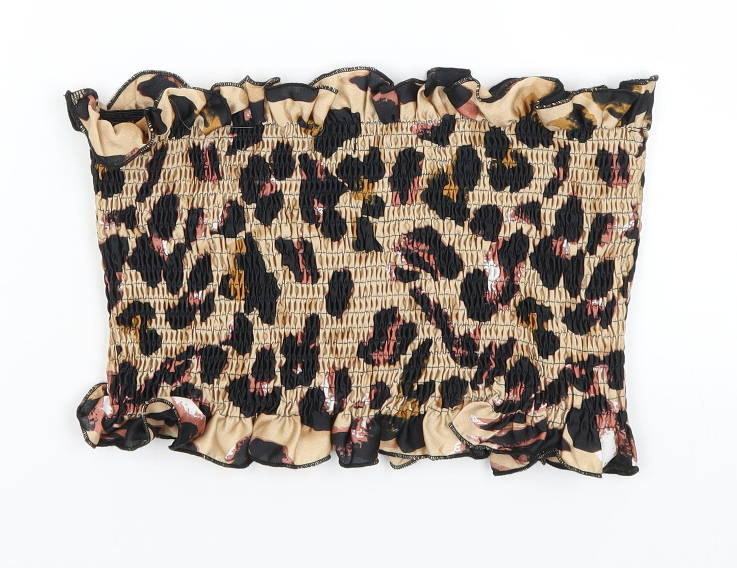Boohoo Womens Brown Animal Print  Cropped T-Shirt Size 12