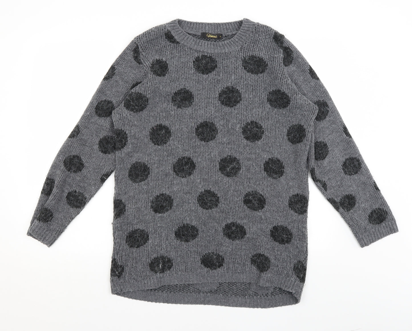 Venus Womens Grey Polka Dot  Pullover Jumper Size M