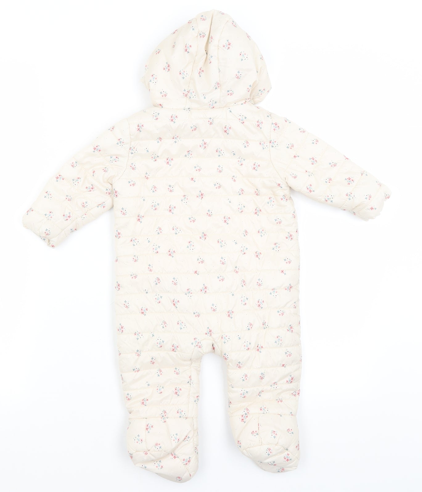 Primark Baby Ivory Floral  Puffer Jacket Snowsuit Size 6-9 Months
