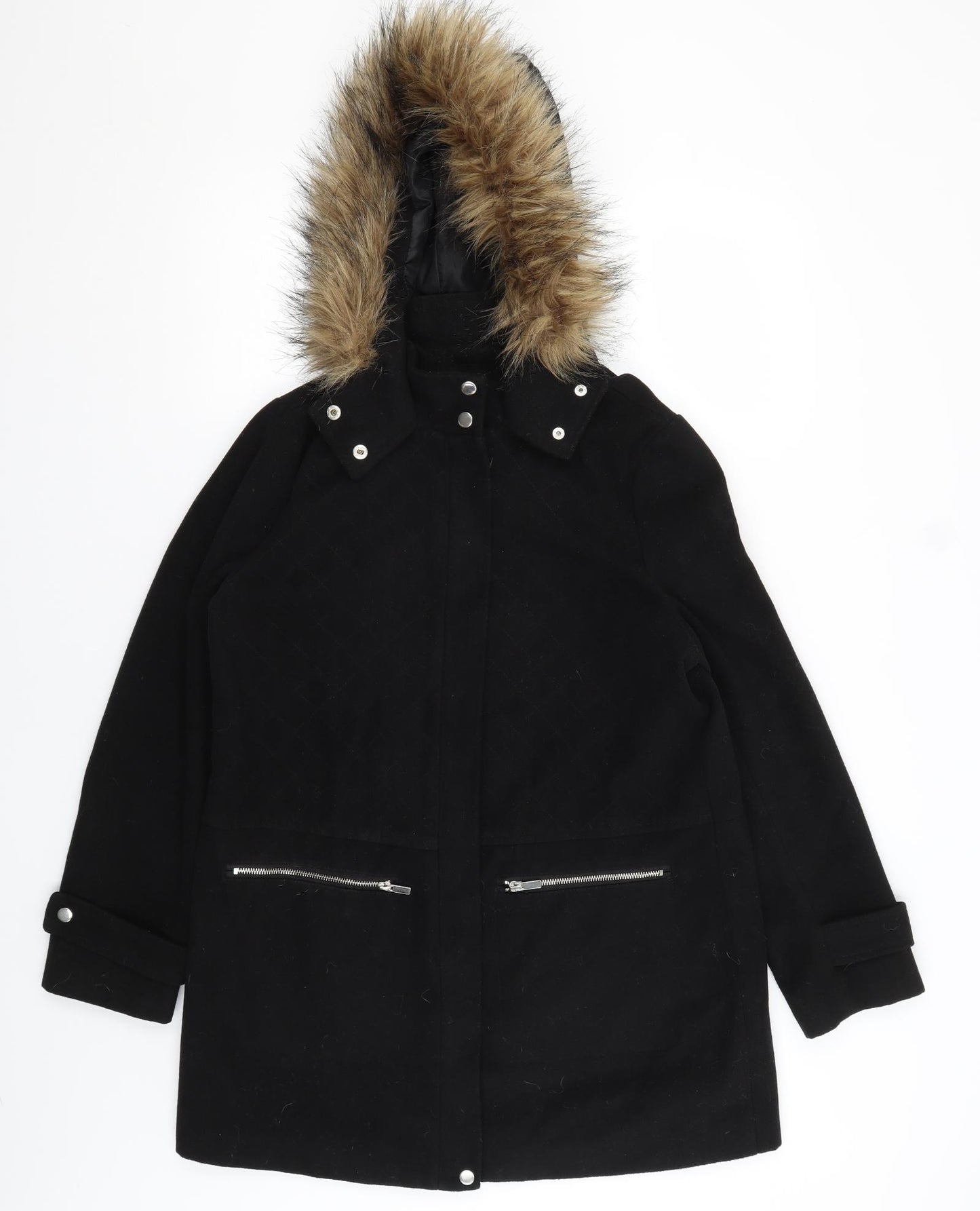 New Look Womens Black   Overcoat Coat Size 14