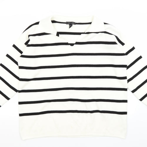 New Look Mens Ivory Striped  Pullover Jumper Size S