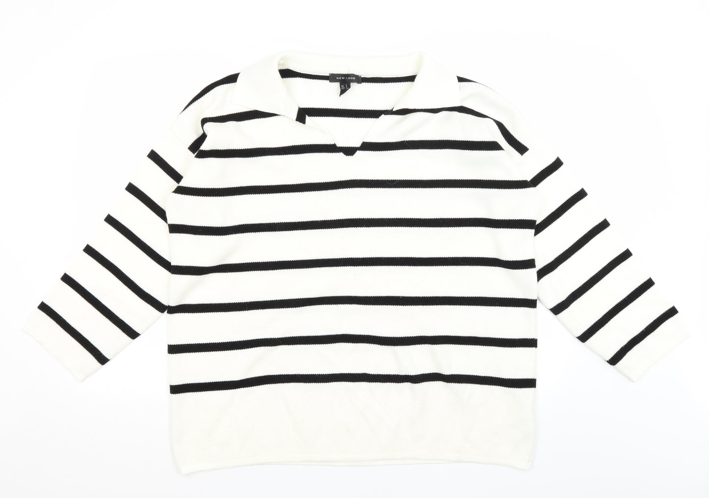 New Look Mens Ivory Striped  Pullover Jumper Size S