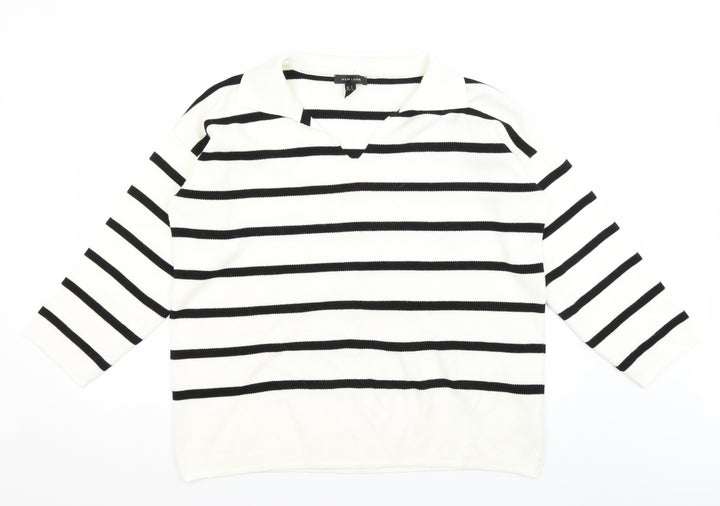 New Look Mens Ivory Striped  Pullover Jumper Size S