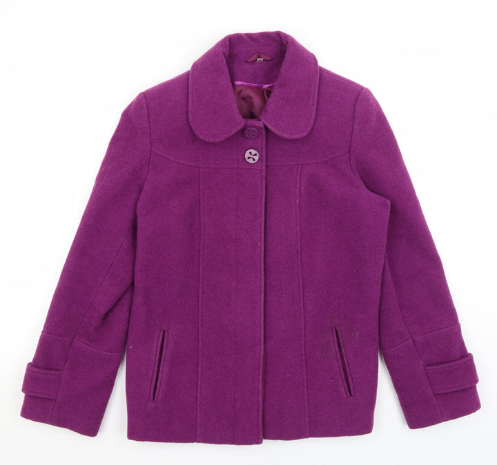 Klass Womens Purple   Overcoat Coat Size 14