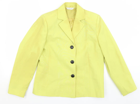 Front view of Special Collection women’s yellow jacket blazer, size UK 12