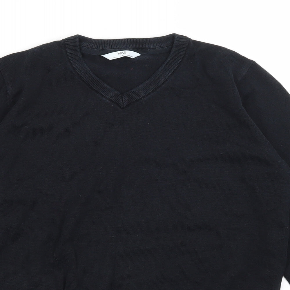 M&S Boys Black   Pullover Jumper Size 13-14 Years