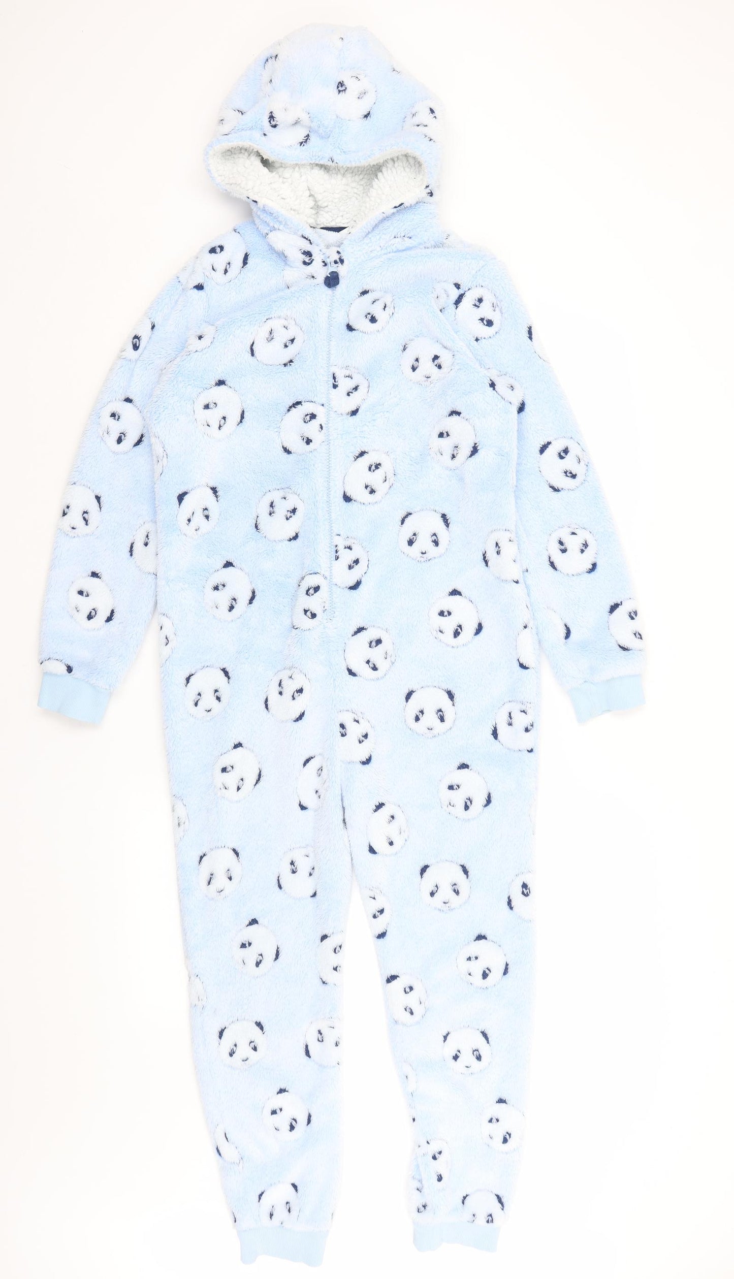 M&S Girls Blue Solid  Top One Piece Size 11-12 Years  - Panda