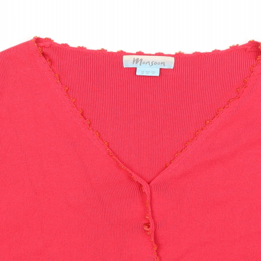 Monsoon Womens Red   Cardigan Jumper Size 18