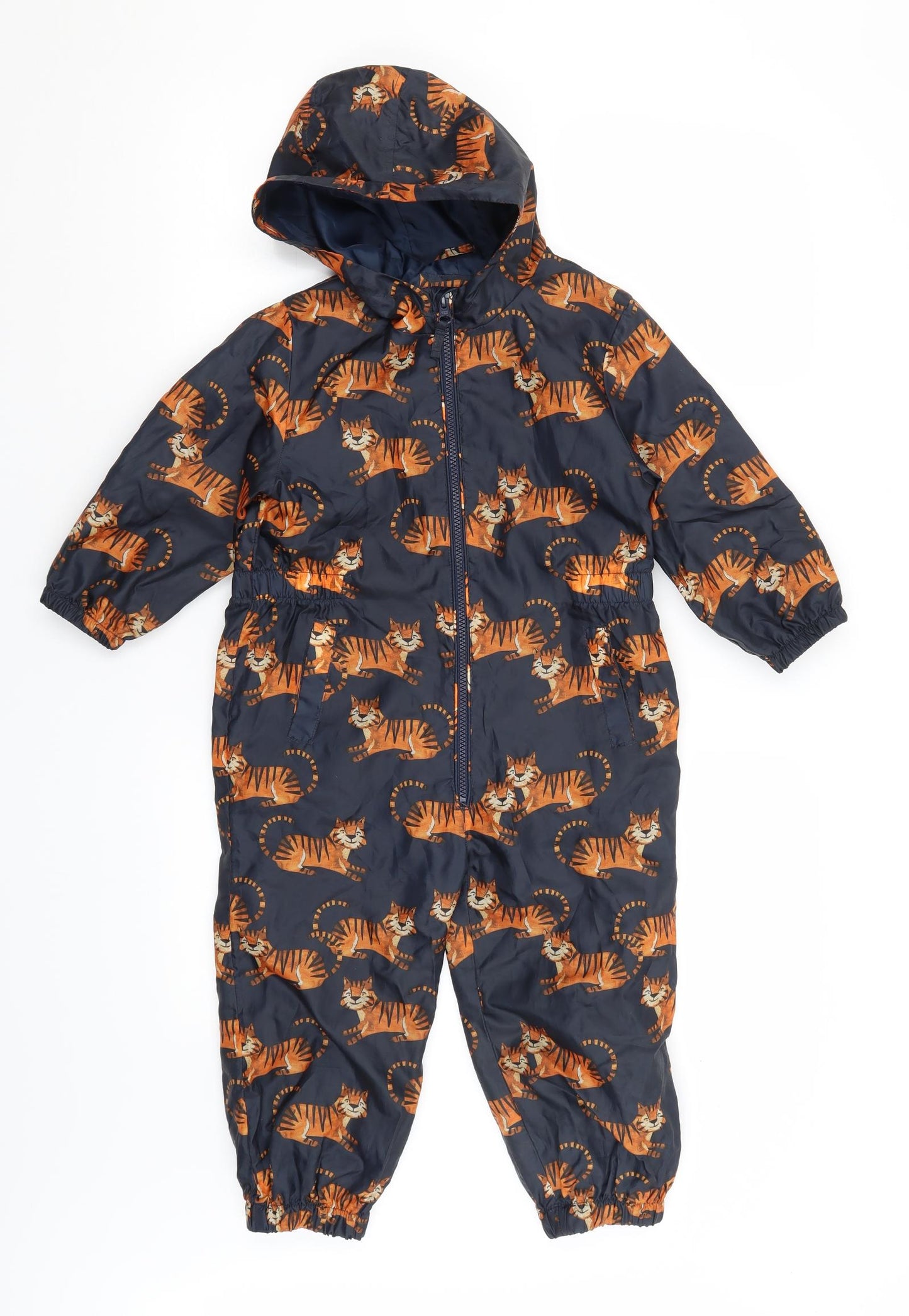 TU Girls Blue   Rain Coat Snowsuit Size 3-4 Years  - Tigers