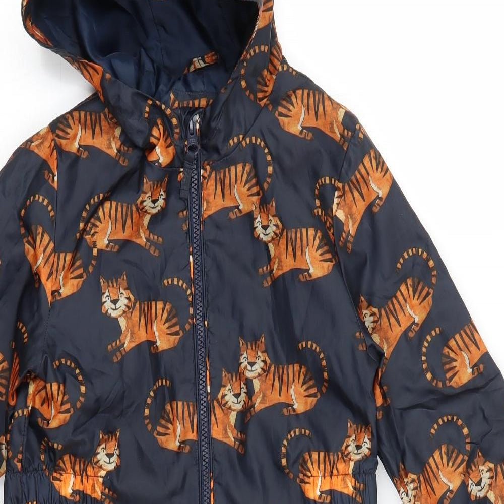 TU Girls Blue   Rain Coat Snowsuit Size 3-4 Years  - Tigers