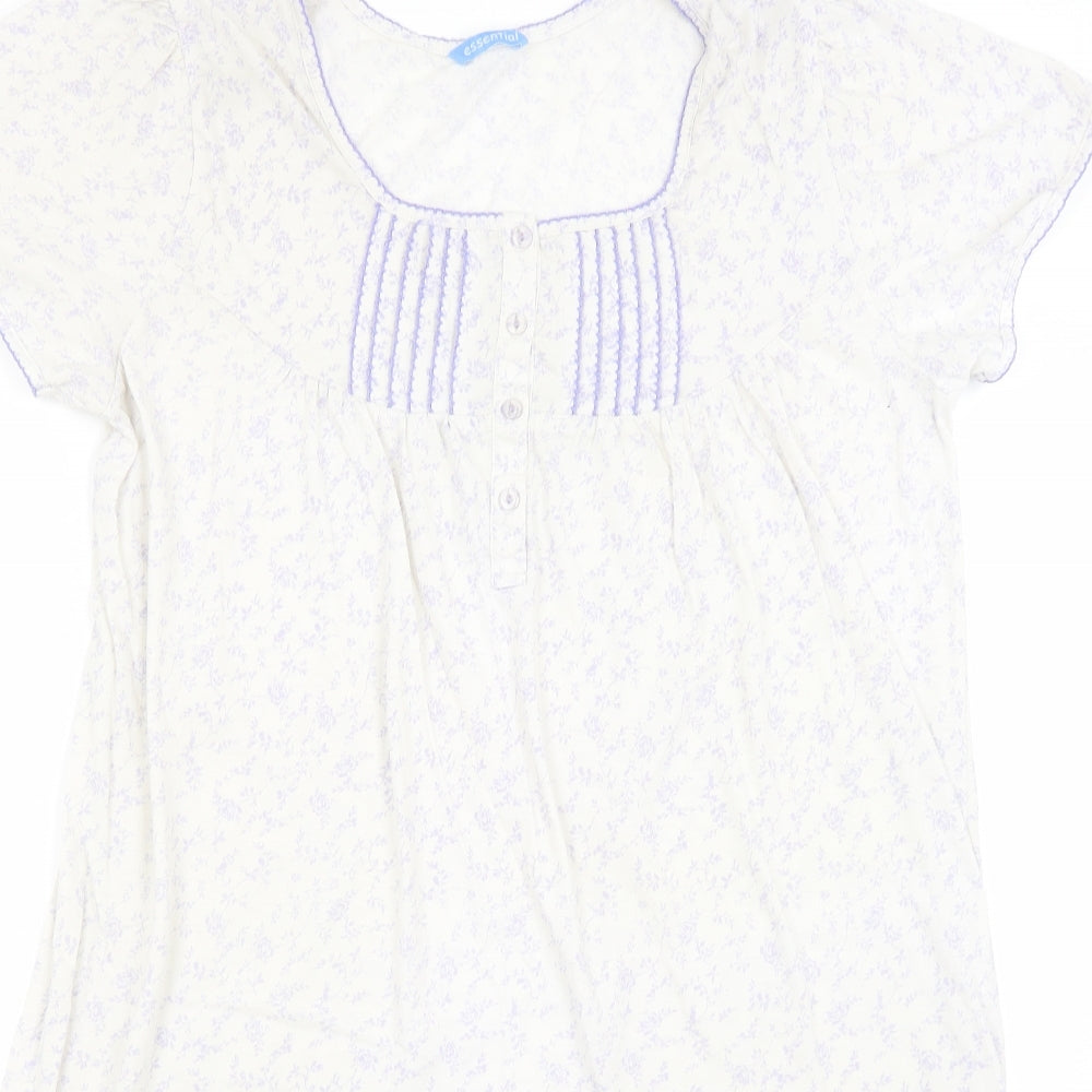 Essential Womens Ivory Floral  Top Nightshirt Size 10