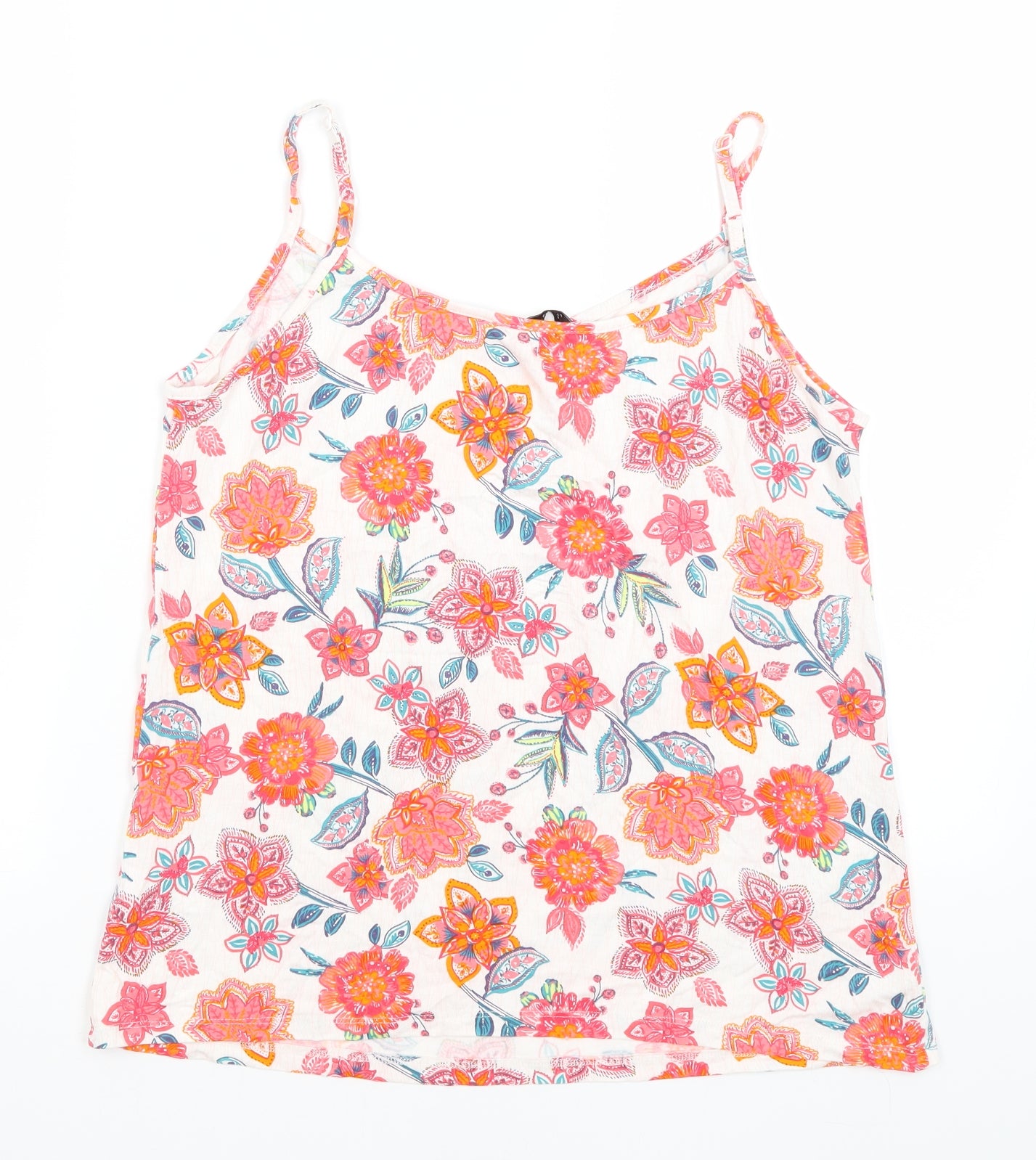 George Womens White Floral  Camisole Tank Size 12