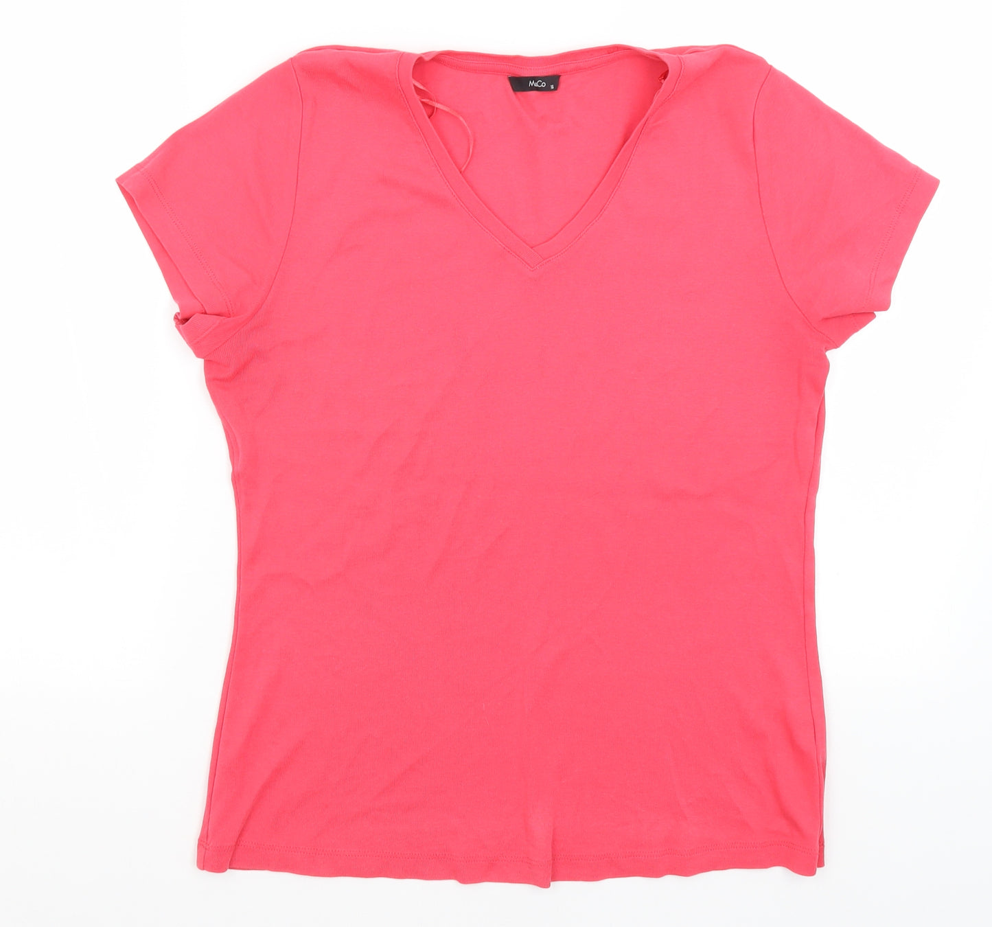 M&Co Womens Red   Basic T-Shirt Size 16