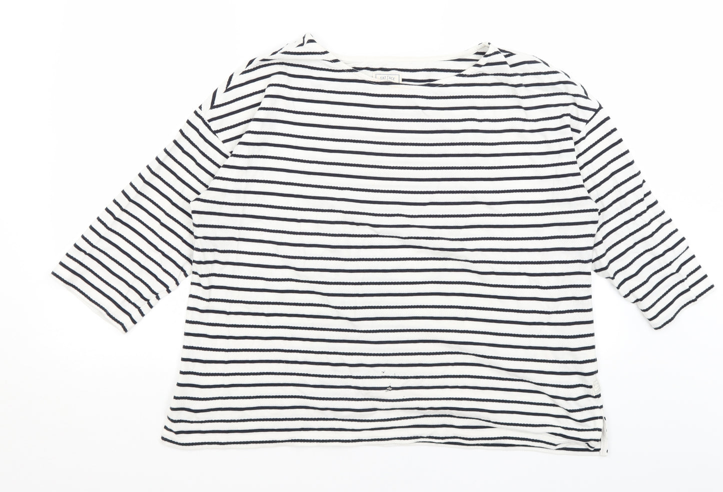 Fat Face Womens White Striped  Basic T-Shirt Size 16