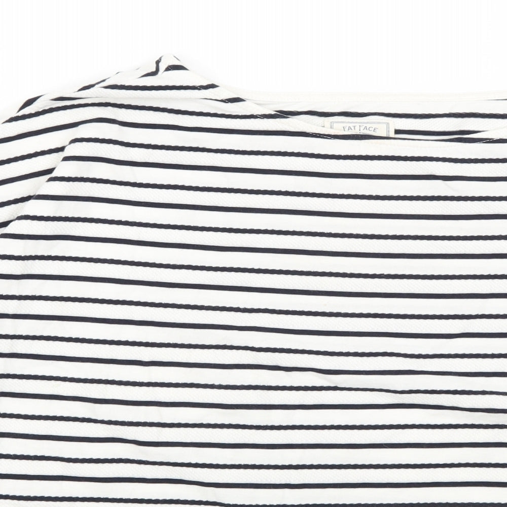 Fat Face Womens White Striped  Basic T-Shirt Size 16