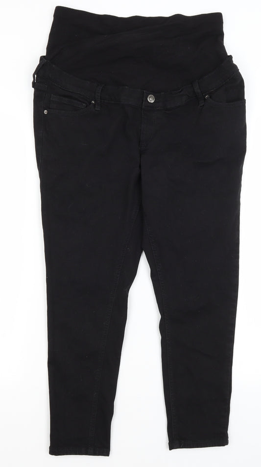 Front view of Topshop women’s black cropped jeans, size UK 34, in, 23-inch leg