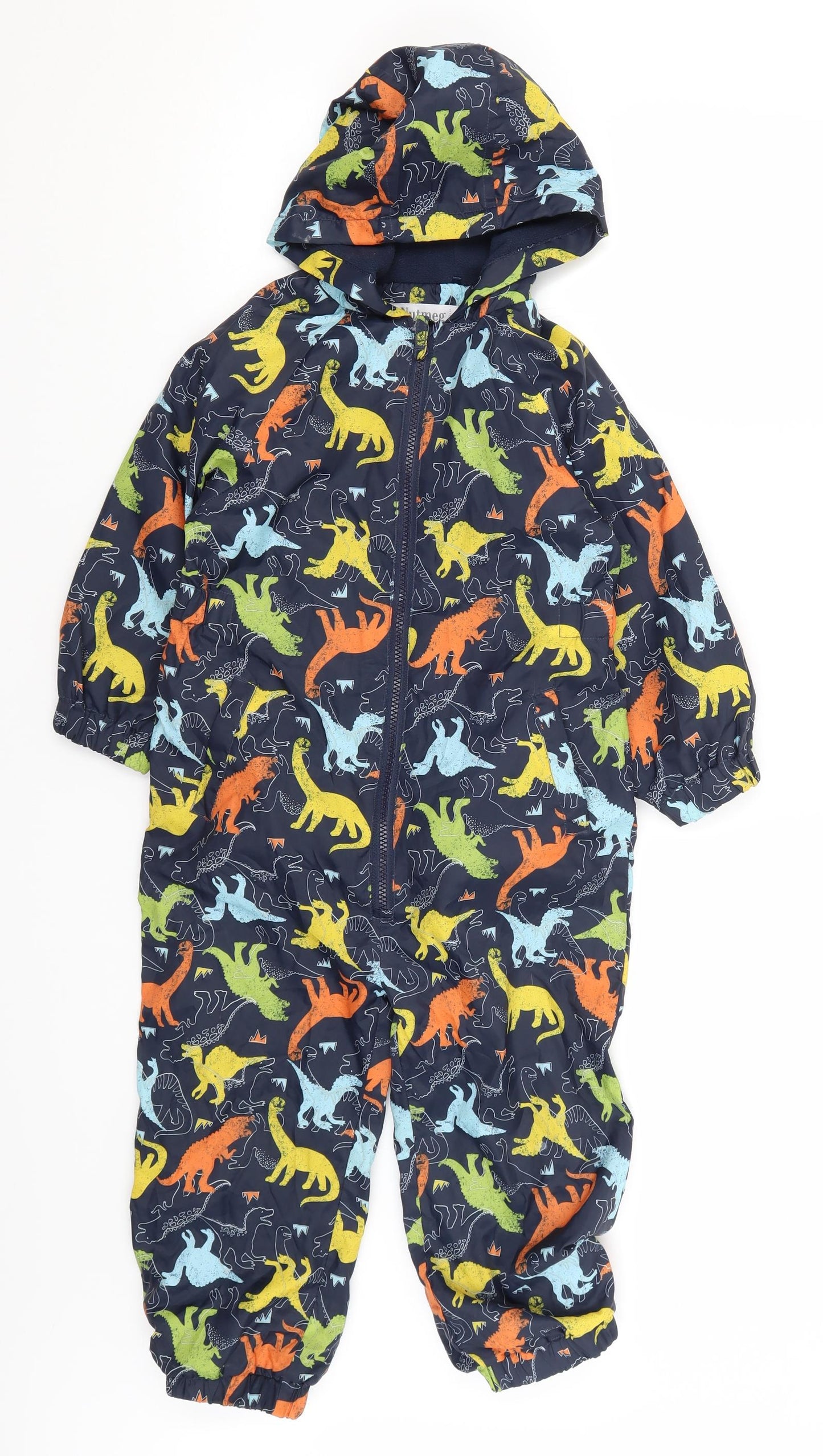 Nutmeg Boys Blue   Rain Coat Snowsuit Size 4-5 Years  - Dinosaurs