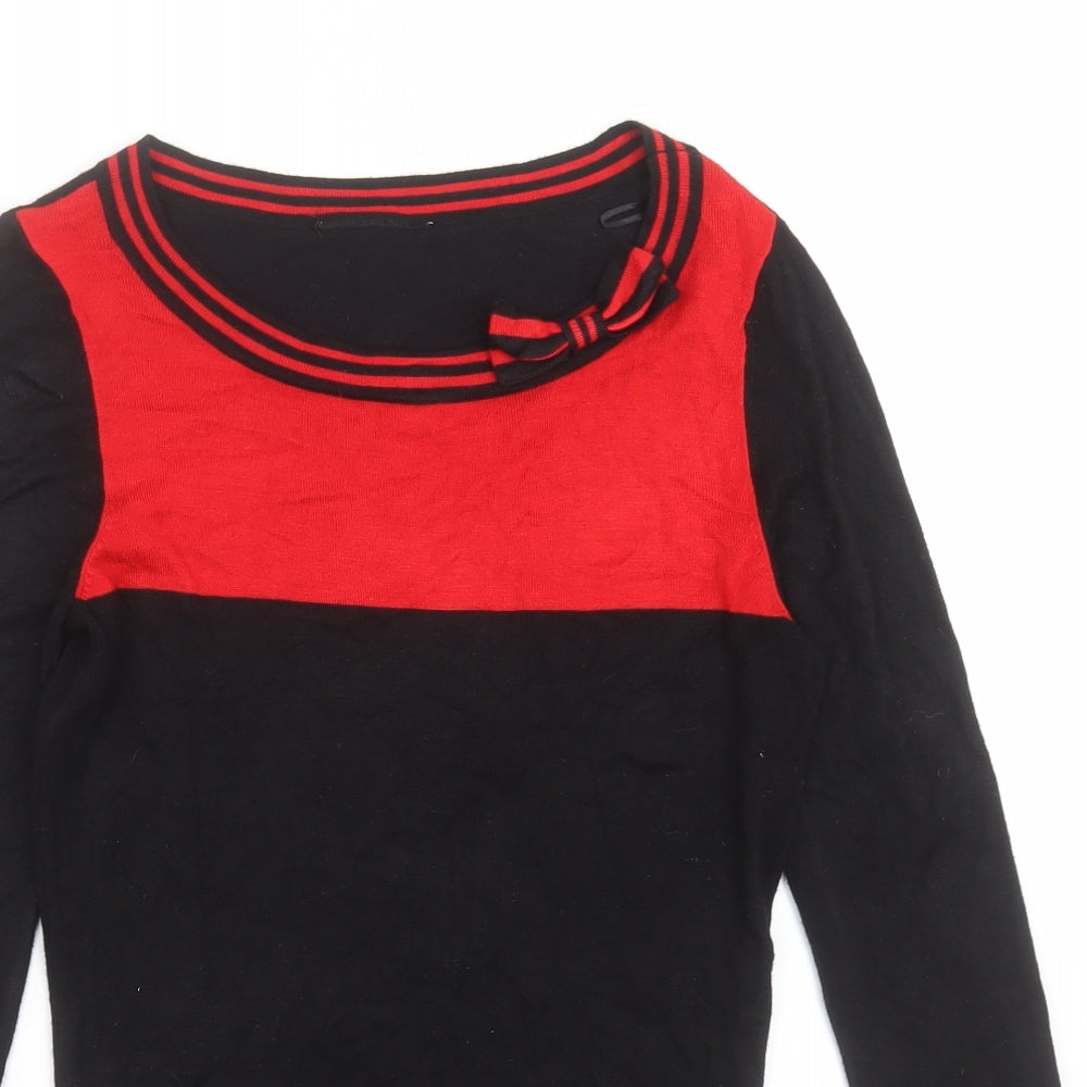 Wallis Womens Black  Knit Pullover Jumper Size 8