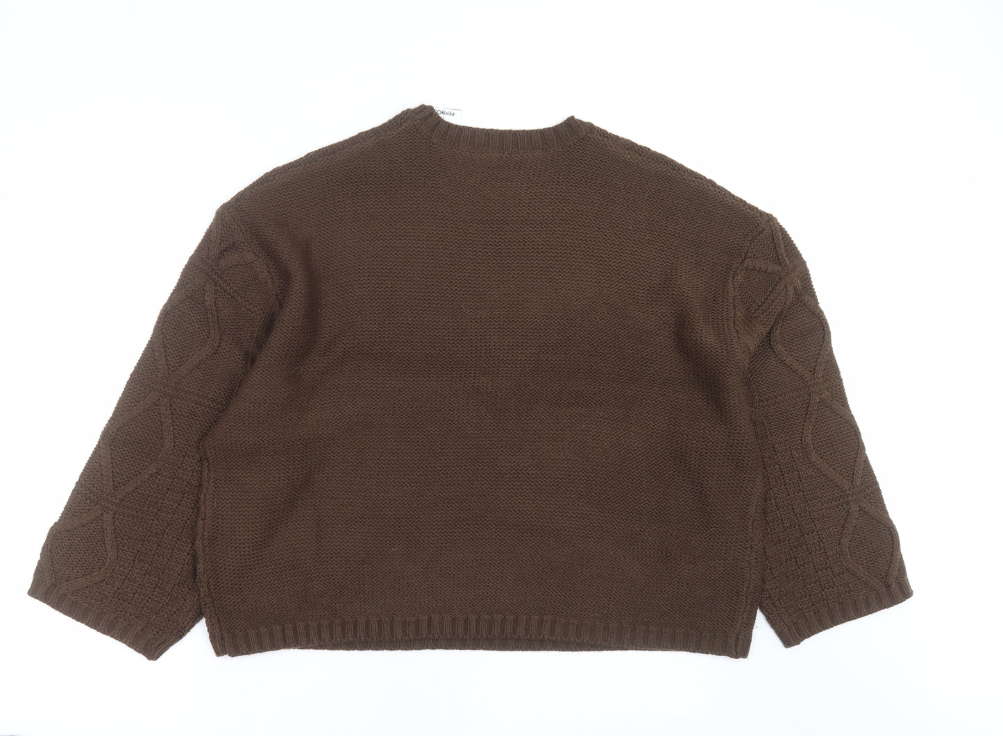 pep&Co Womens Brown Geometric Knit Pullover Jumper Size L